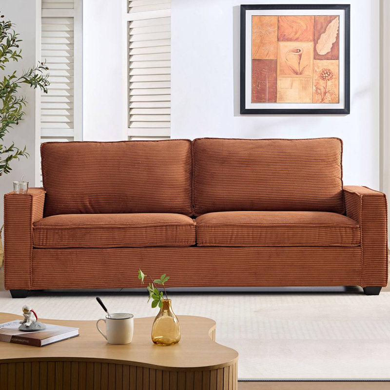 2-seater Orange Corduroy Sofa 