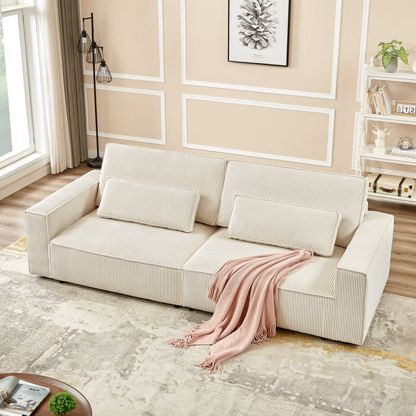 Beige Deepseat Corduroy Sofa