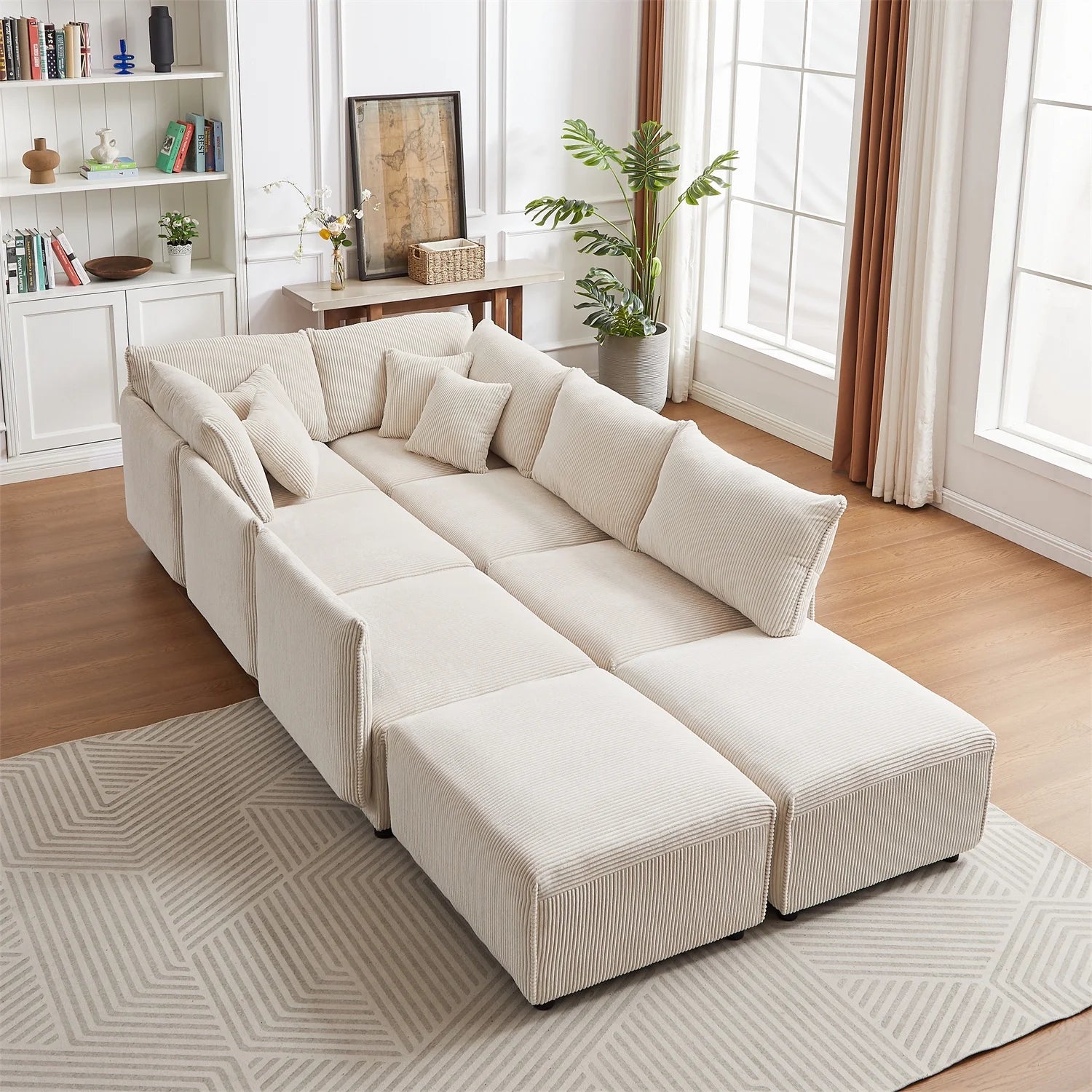 Large Minimalist Corduroy Sofa