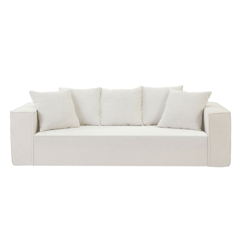 White Oversized Corduroy Modular Sofa Set