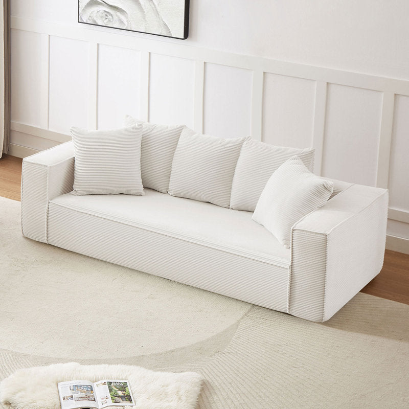 White Oversized Corduroy Modular Sofa Set