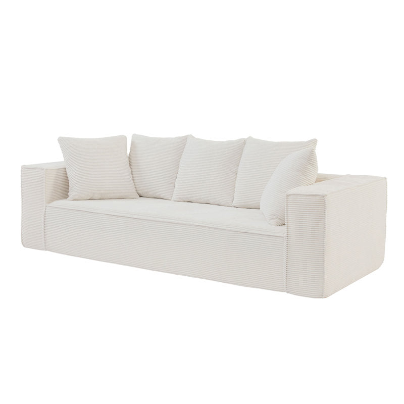 White Oversized Corduroy Modular Sofa Set