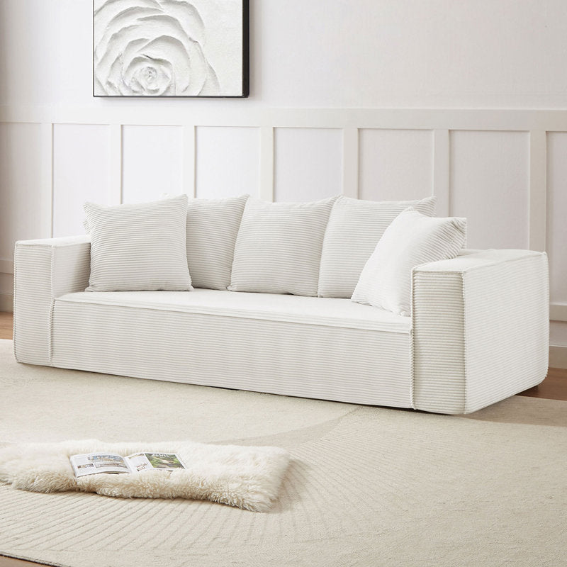 White Oversized Corduroy Modular Sofa Set