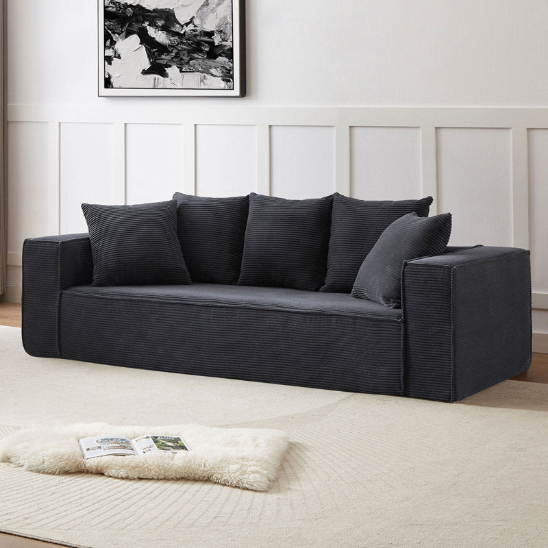 Black Oversized Corduroy Modular Sofa Set