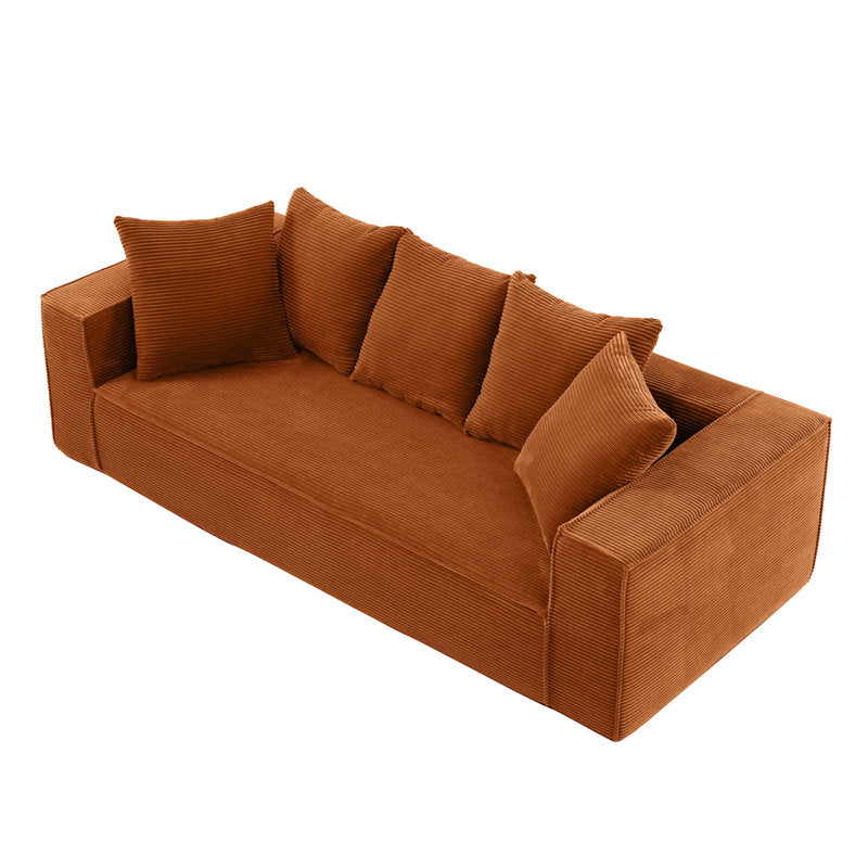 Orange Oversized Corduroy Sofa