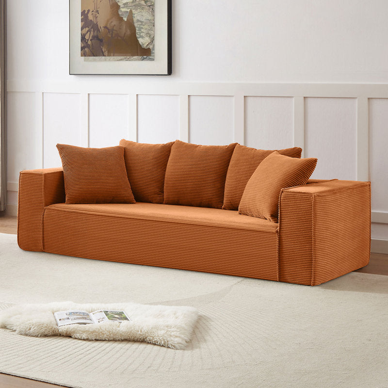 Orange Oversized Corduroy Sofa