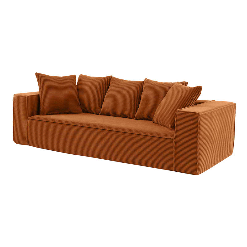 Orange Oversized Corduroy Sofa