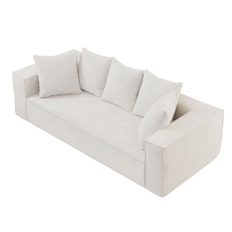 White Oversized Corduroy Modular Sofa Set