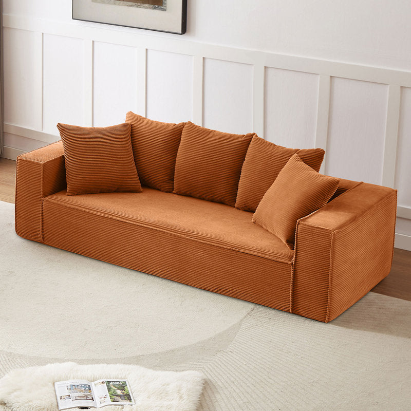 Orange Oversized Corduroy Sofa