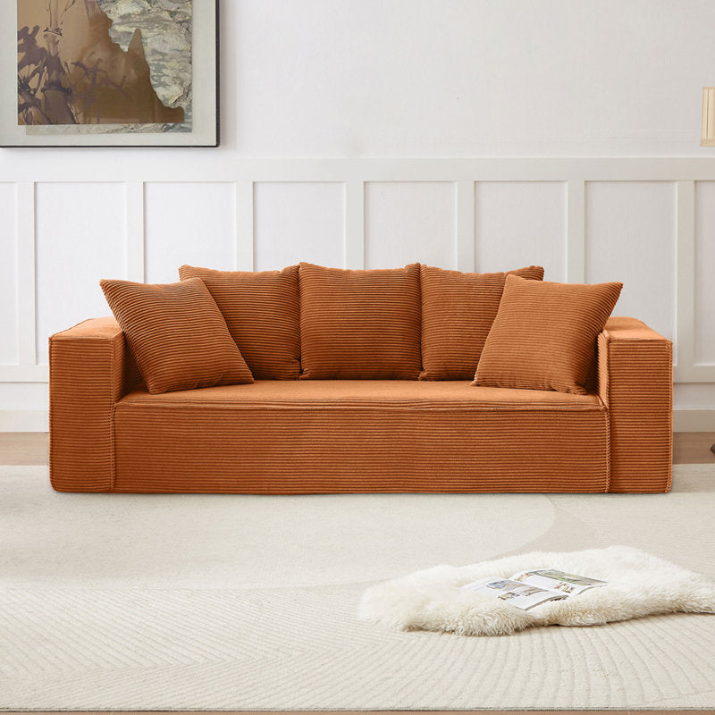 Orange Oversized Corduroy Sofa