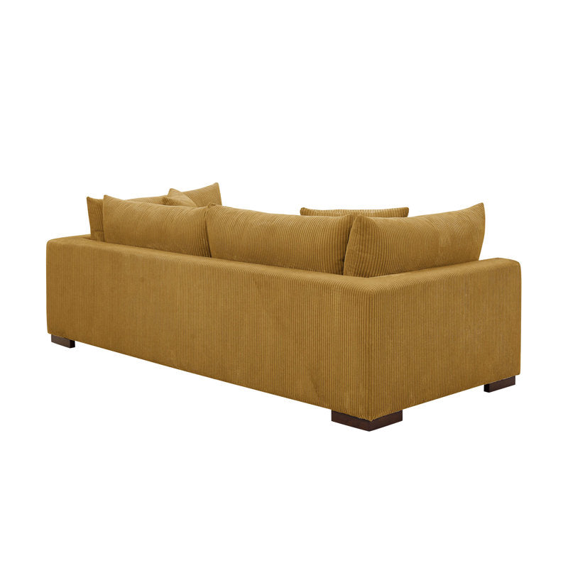 Yellow 3 Seater Corduroy Sofa