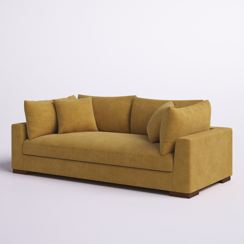 Yellow 3 Seater Corduroy Sofa