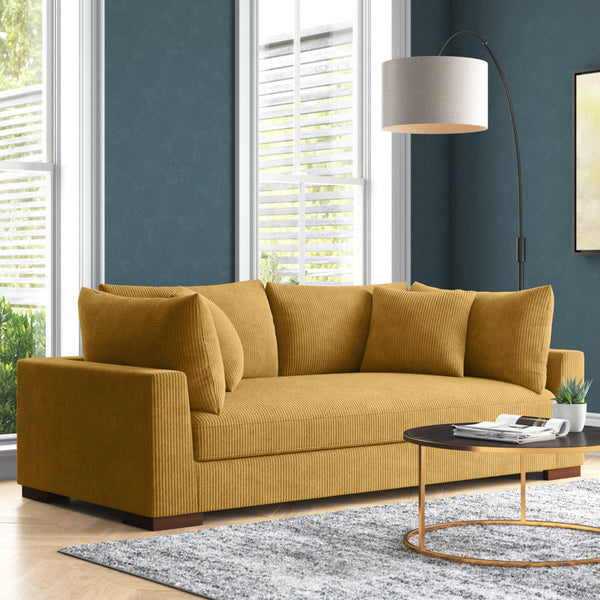 Yellow 3 Seater Corduroy Sofa