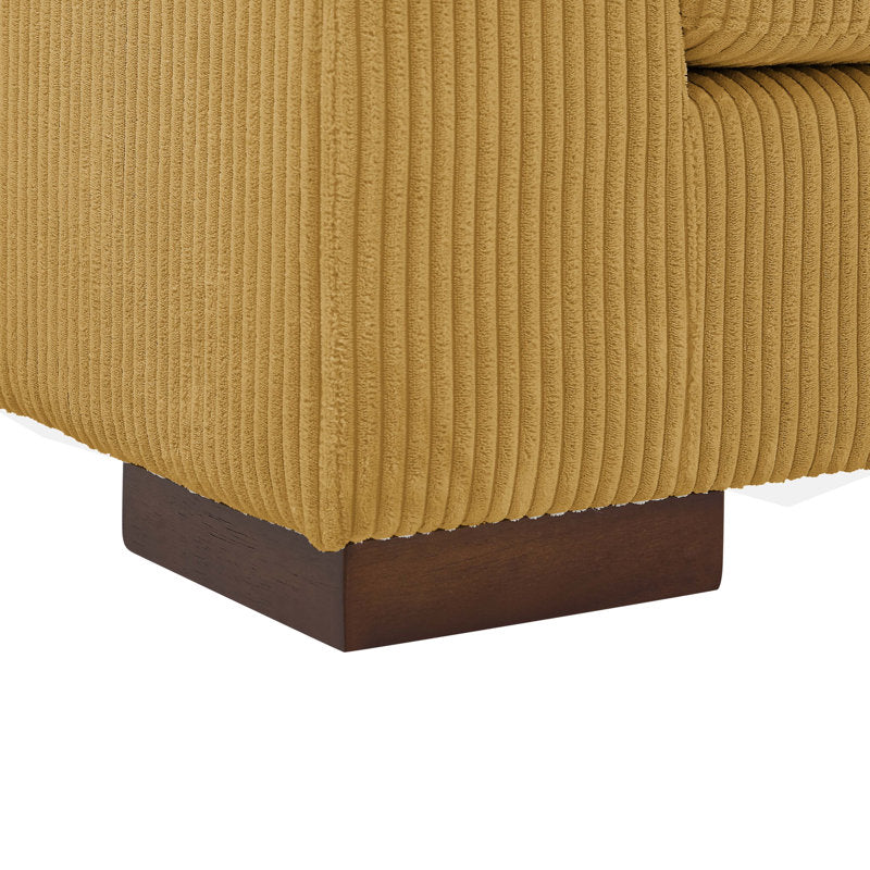 Yellow 3 Seater Corduroy Sofa