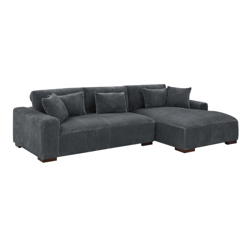 Dark Gray L-Shaped Corduroy 3-seater Sectional Sofa