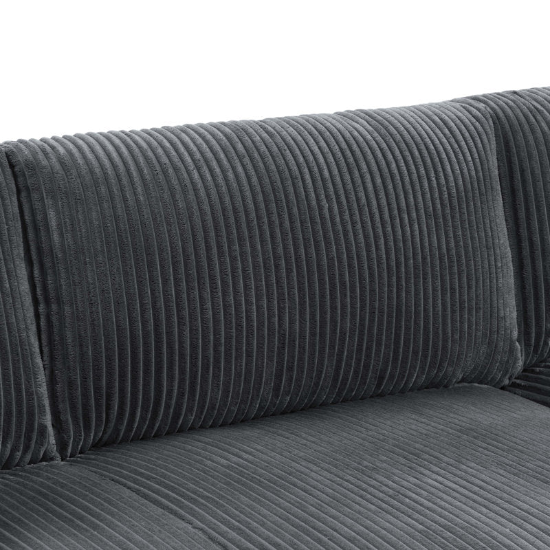 Dark Gray L-Shaped Corduroy 3-seater Sectional Sofa