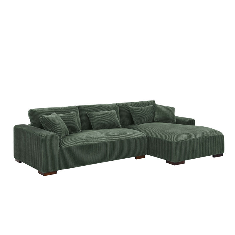 Green L-Shaped Corduroy 3-seater Sectional Sofa