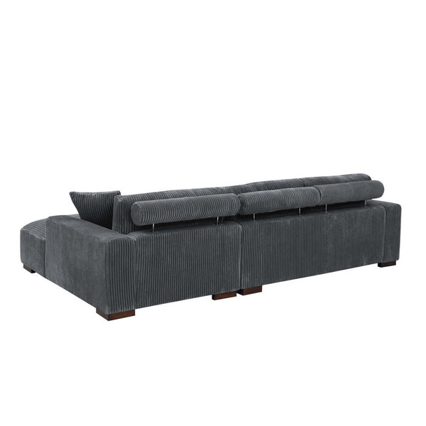 Dark Gray L-Shaped Corduroy 3-seater Sectional Sofa