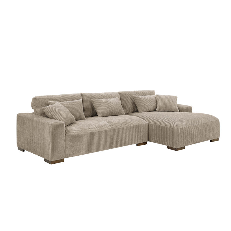 Gray L-Shaped Corduroy 3-seater Sectional Sofa