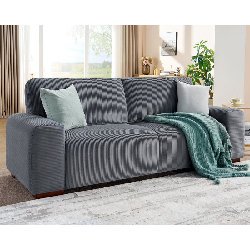 Gray Coastal Corduroy Sofa