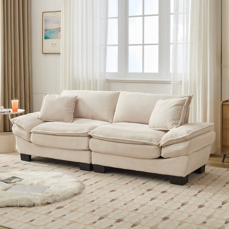 Beige Corduroy Loveseat