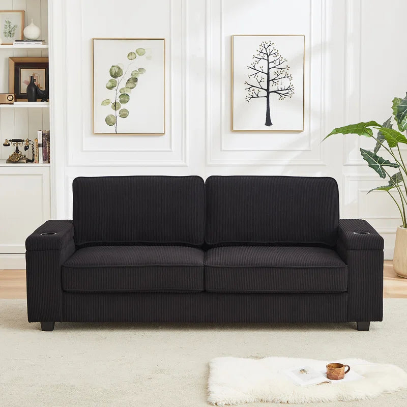 Black 2-seater Corduroy Sofa