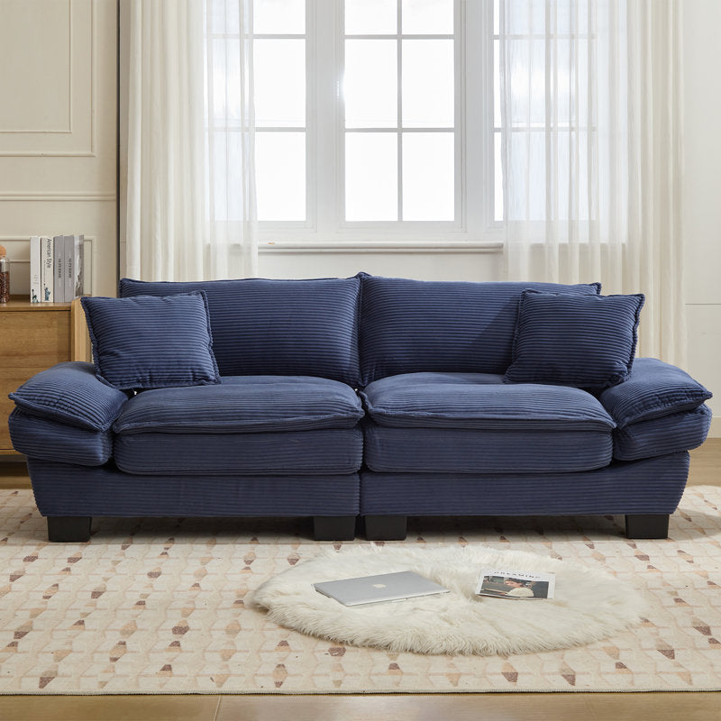 Blue Corduroy Loveseat