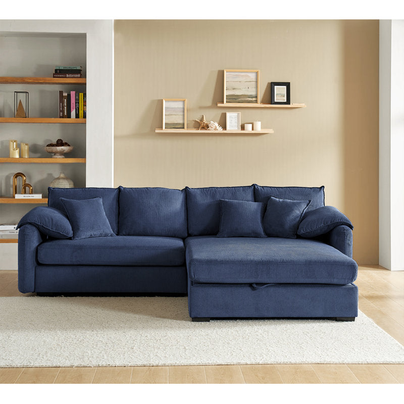 Blue Corduroy Sleeper Sofa