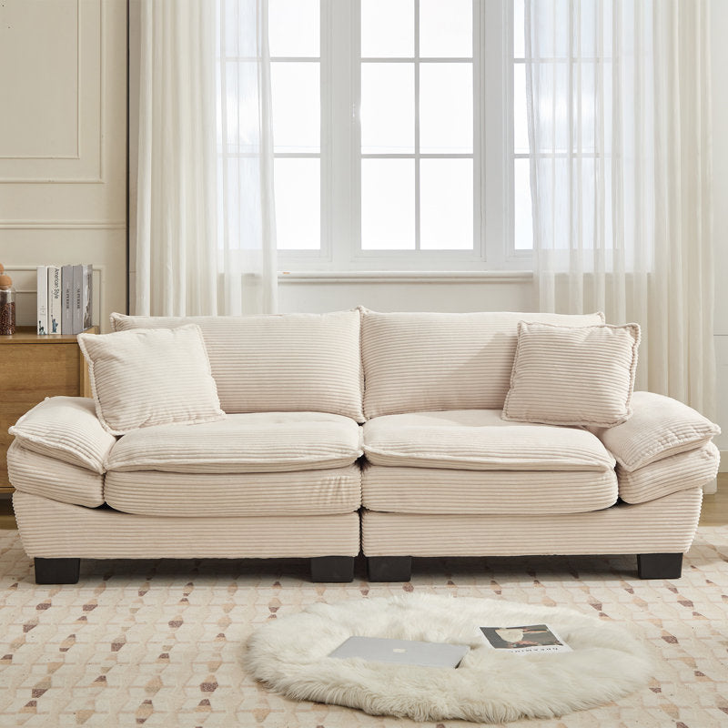 Beige Corduroy Loveseat