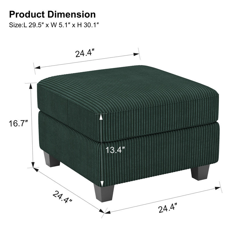 Green Corduroy Ottoman with Storage