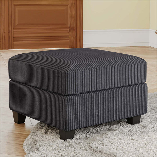 Gray Corduroy Ottoman with Storage