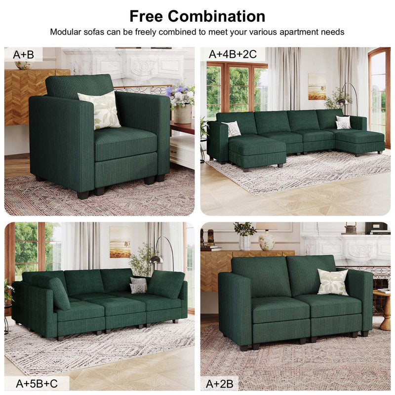 Green Corduroy Ottoman with Storage