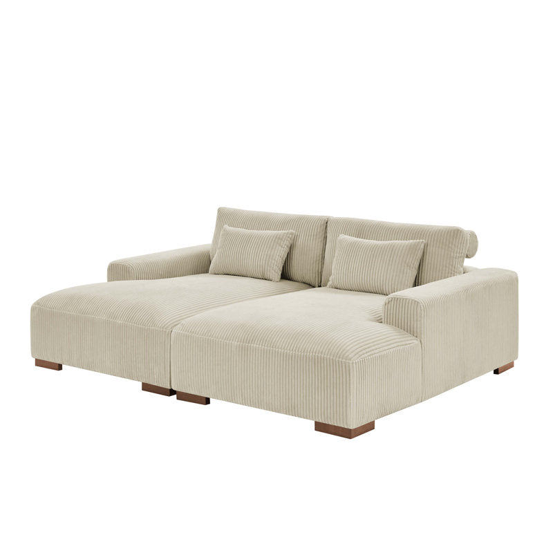 Cream Corduroy Sleeper Sofa