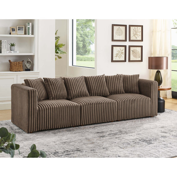 Brown 3-seater Wide Wale Corduroy Sofa