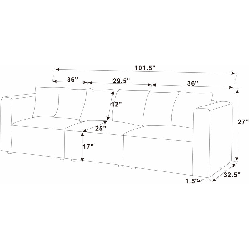 Brown 3-seater Wide Wale Corduroy Sofa