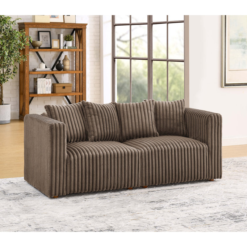 Brown Wide Wale Corduroy Loveseat