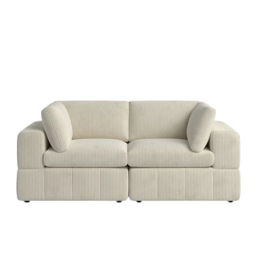 Beige Corduroy Loveseat