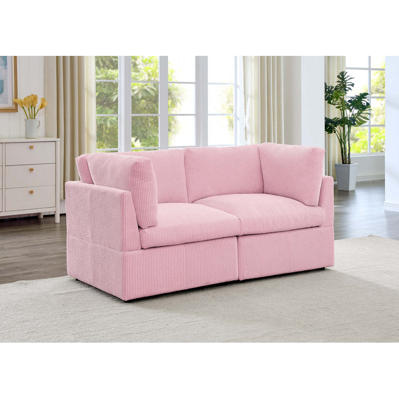 Pink Corduroy Loveseat