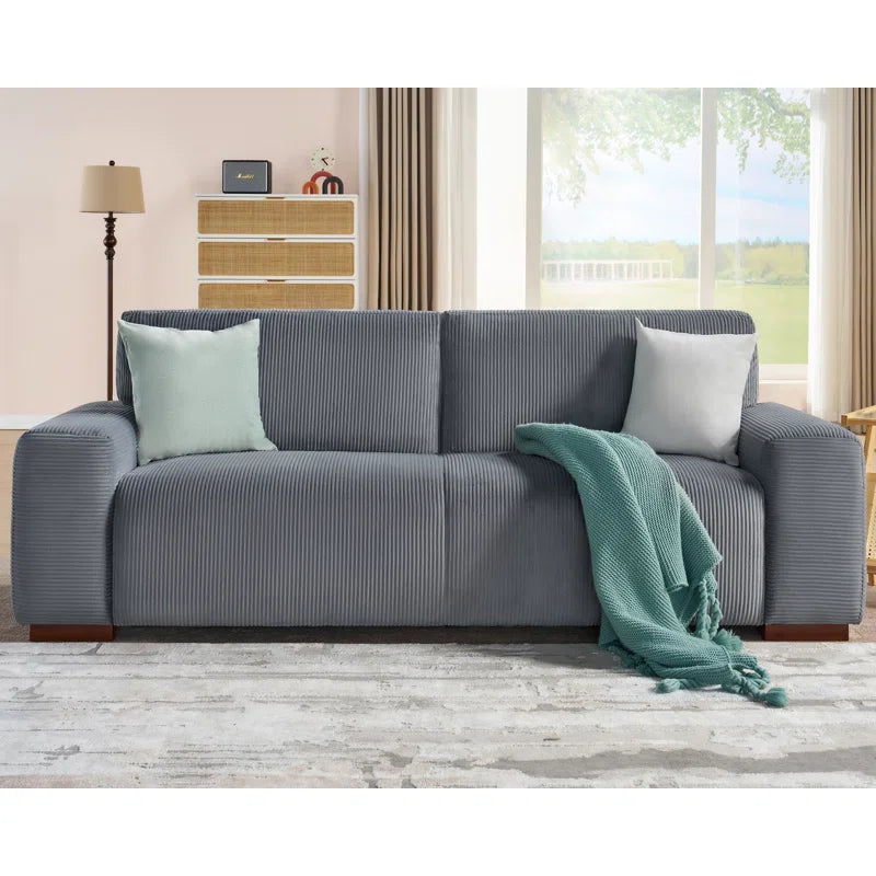 Gray Coastal Corduroy Sofa