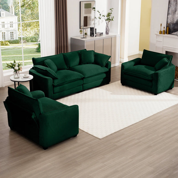 Green Corduroy Sofa Set