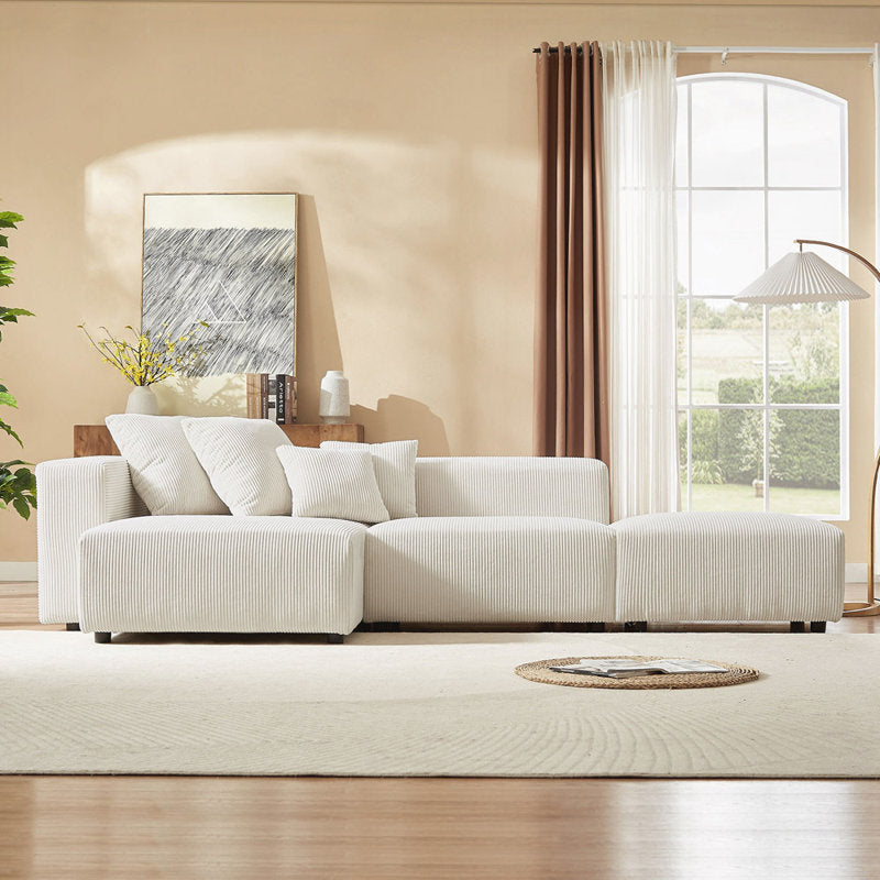 Japandi Corduroy Sectional Sofa