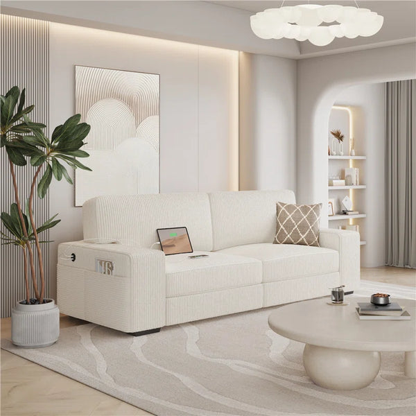 Ivory 2-seater Corduroy Sofa