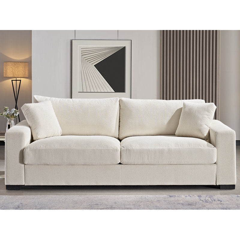 Modern Beige Corduroy Sofa