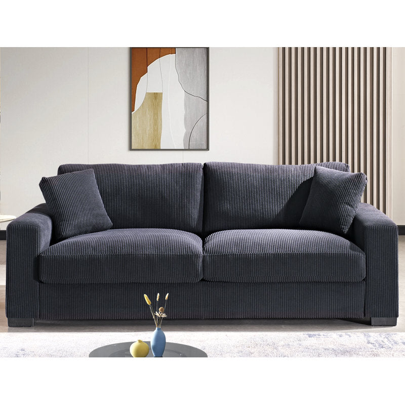 Modern Black Corduroy Sofa