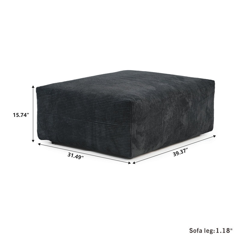 Large Black Corduroy Ottoman