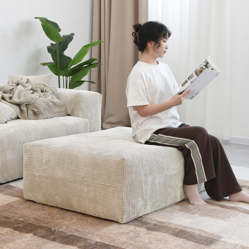 Large Beige Corduroy Ottoman