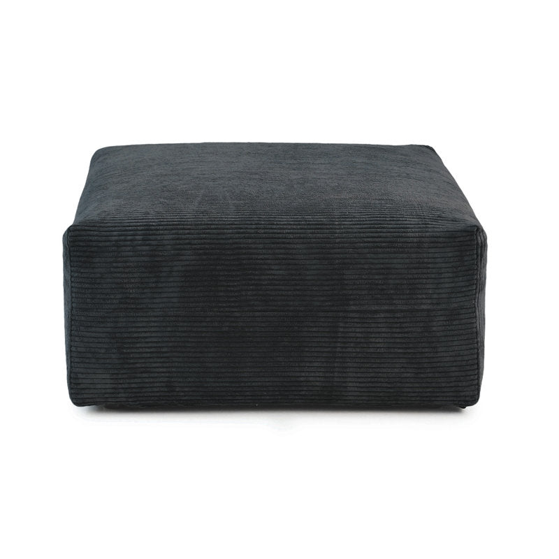 Large Black Corduroy Ottoman