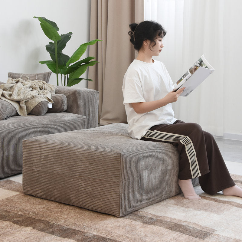 Large Light Brown Corduroy Ottoman