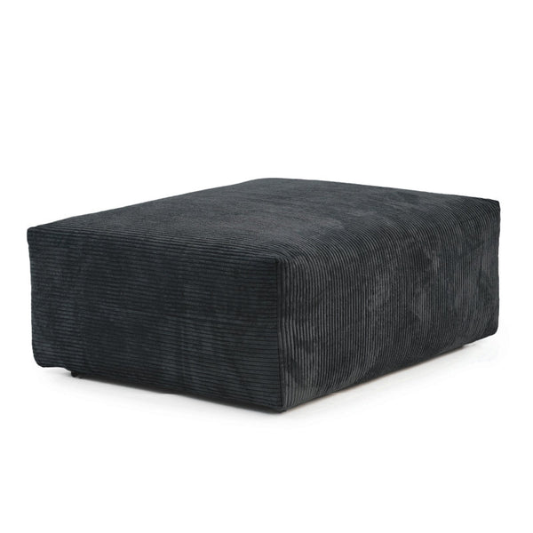 Large Black Corduroy Ottoman