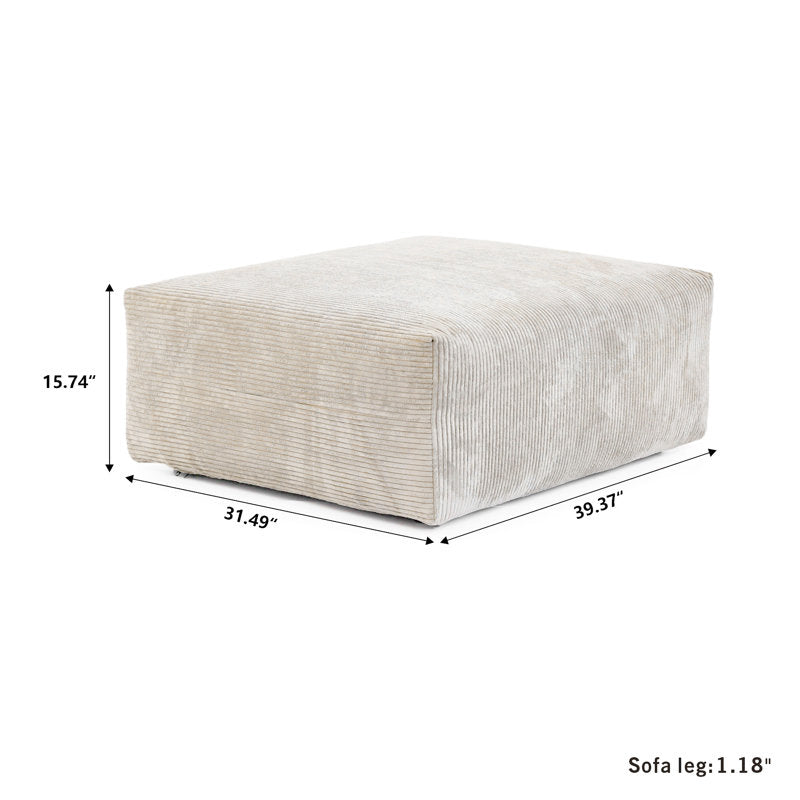 Large Beige Corduroy Ottoman